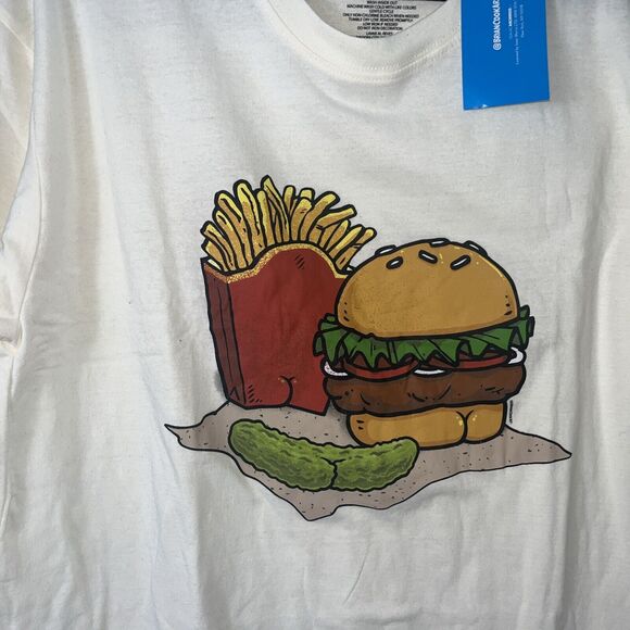 Butts On Things Burgers and Fries Graphic T Shirt Ivory - Picture 3 of 8